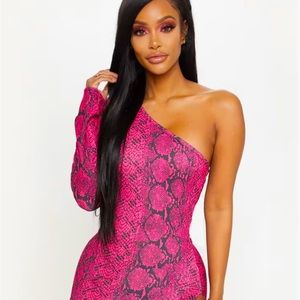 Snake print dress neon pink